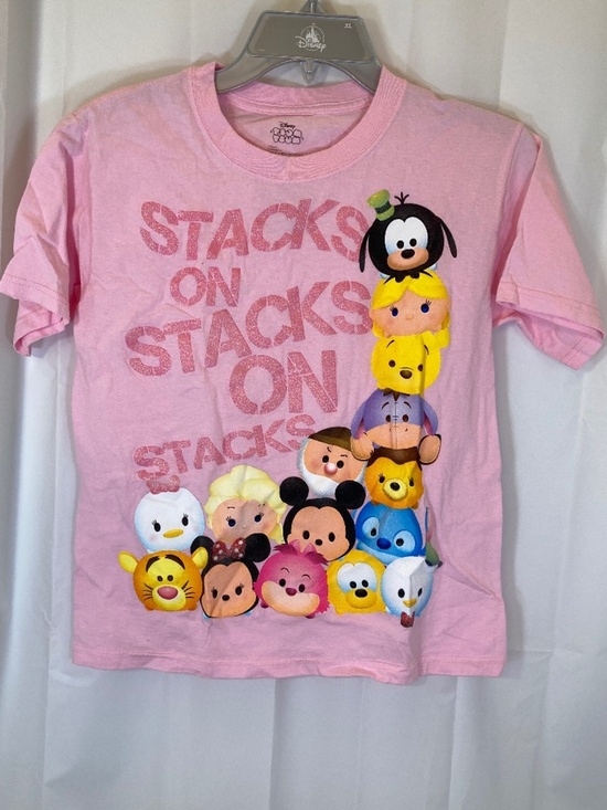 Disney Other - Disney Tsum Tsum Pink YOUTH Shirt Sz L 10/12 Small Marks Glitter Accent